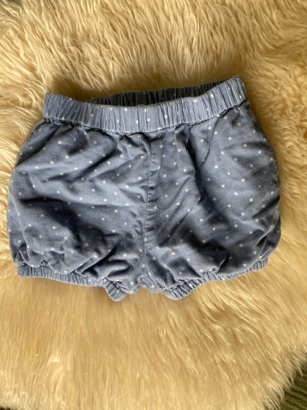 Mini Boden Dusty Blue Polka Dot Corduroy Bubble Shorts Bloomer 18m